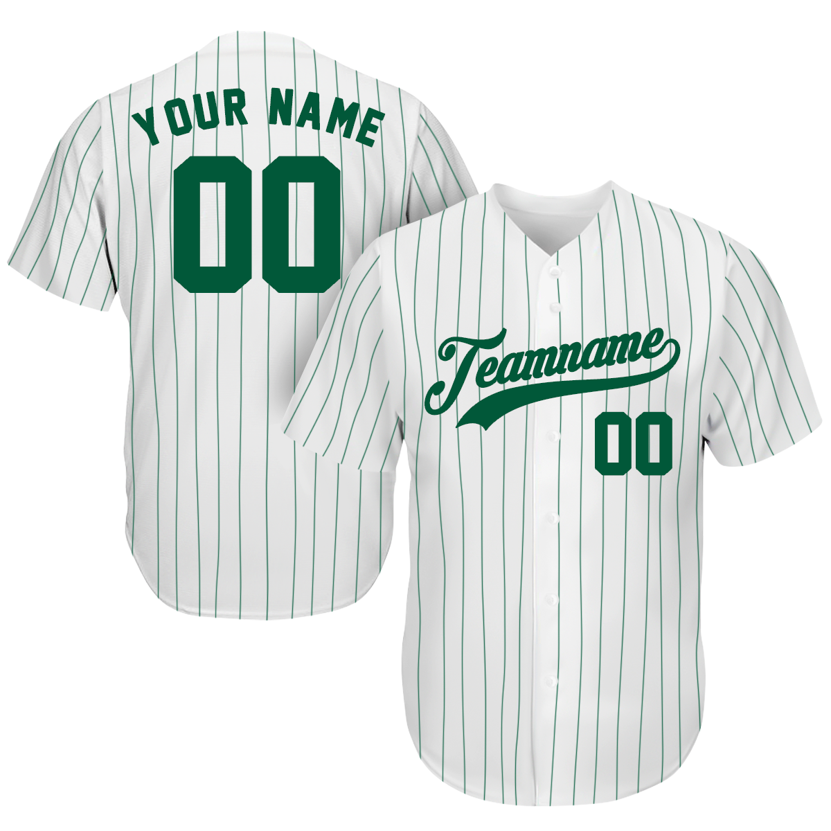 Custom Baseball Jerseys - Baseball Fan Gift - Pinstripe White Green - St. Patrick's Day Baseball Outfit