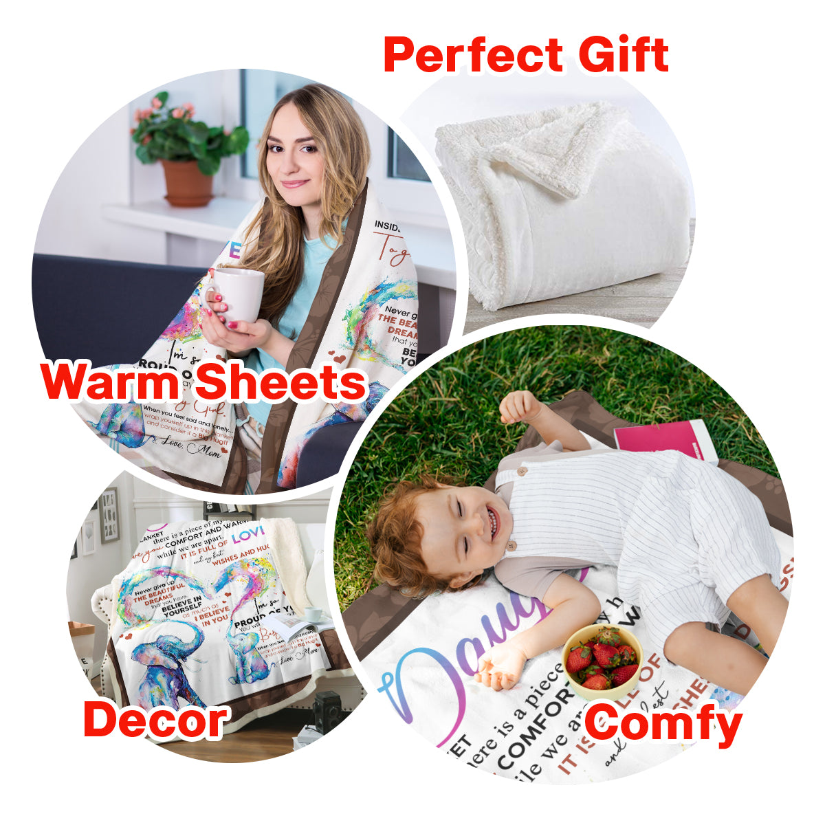 Gift For Daughter Blanket, To My Daughter Inside This Blanket There Is A Piece Of My Heart - Elephant Blanket