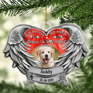 Dog Memorial Christmas Ornaments - Red Heart Shape - Always On My Mind - Dog Memorial Gift Items