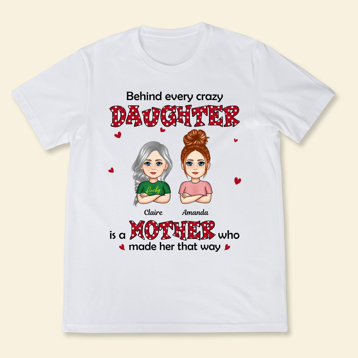 Polka Dot Pattern Mom And Daughters - Personalized Apprael - Mother's Day, Gift For Mother
