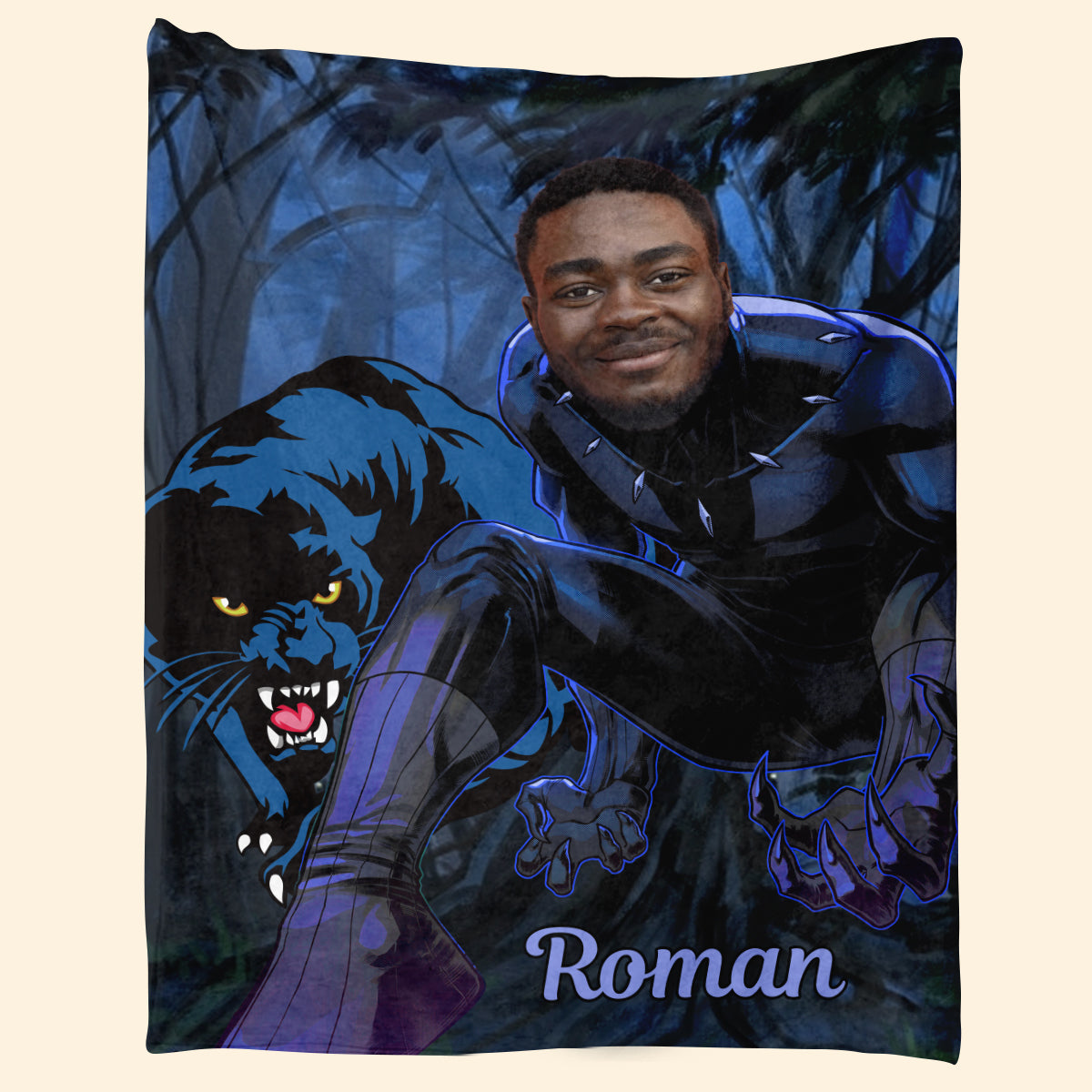 Custom Face Black Panther - Personalized Blanket - Gift For Father, Dad, Father's Day 1_5c51d61b-43e1-4c7c-9f77-c203b059fc0d.jpg?v=1682586445