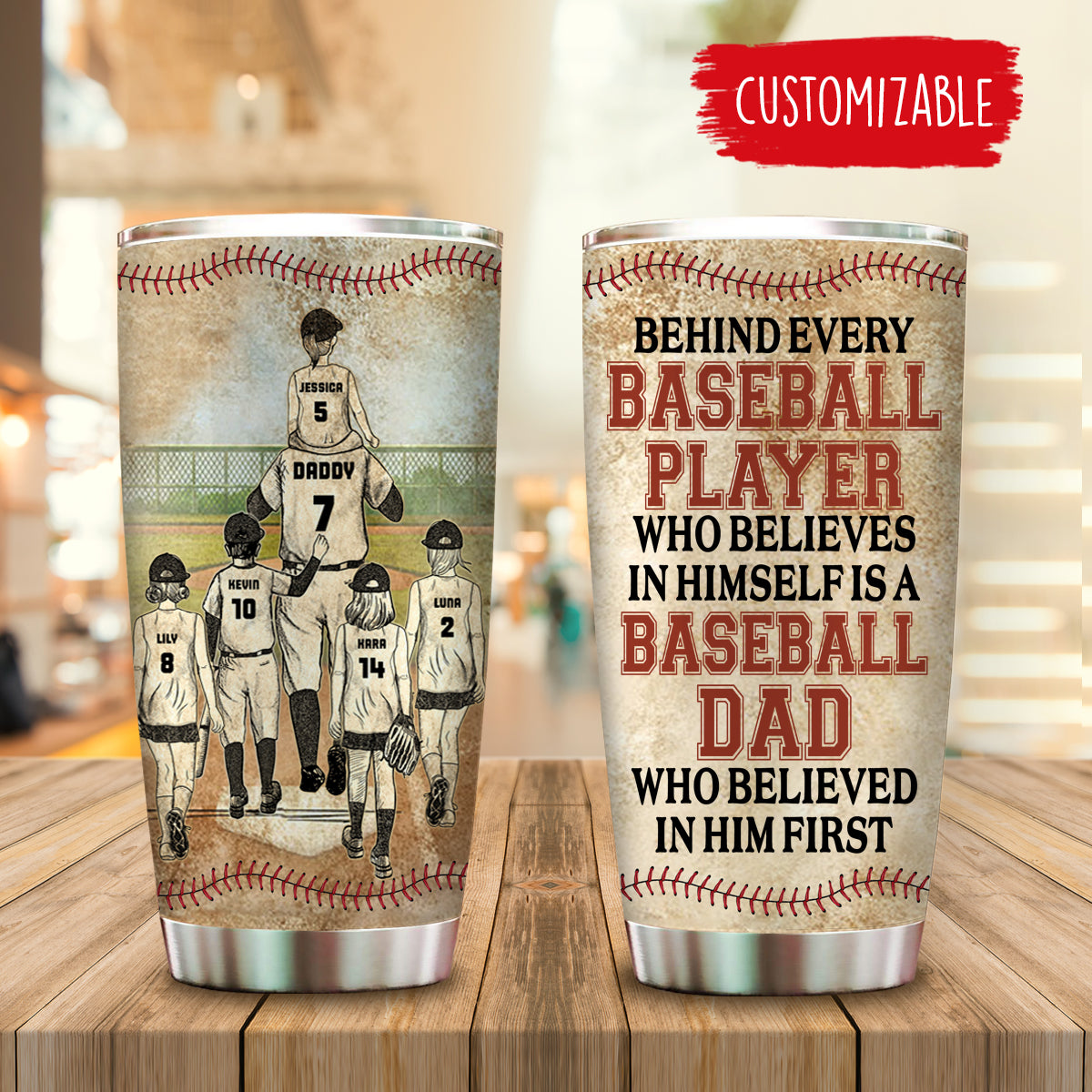 Baseball Dad And Child Thank You Dad - Personalized Tumbler - Gift For Father