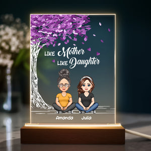 Like Mother Like Daughter Purple Tree - Personalized 3d Led Light - Mother's Day, Gift For Mother