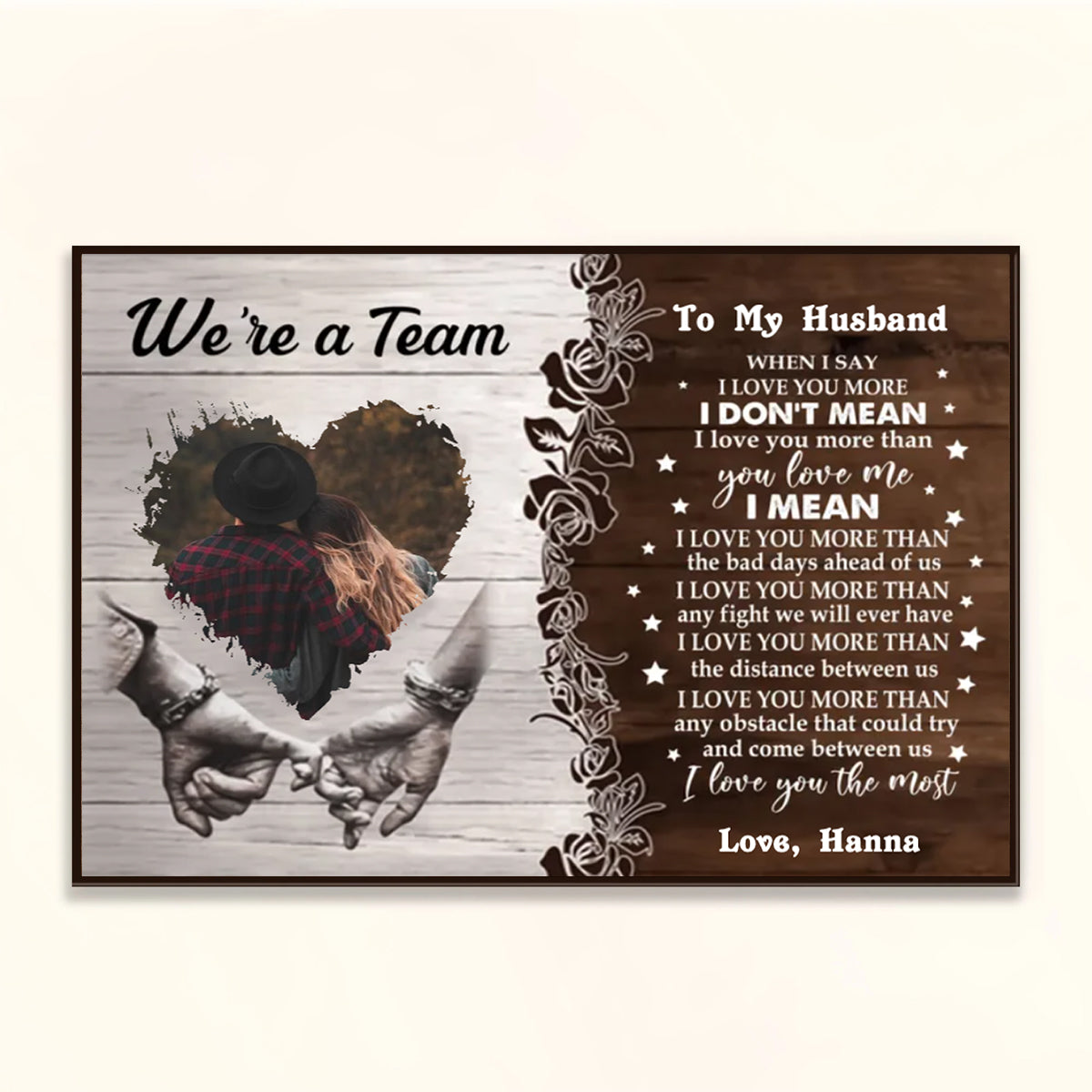 We're A Team Custom Photo Canvas Gift For Couple