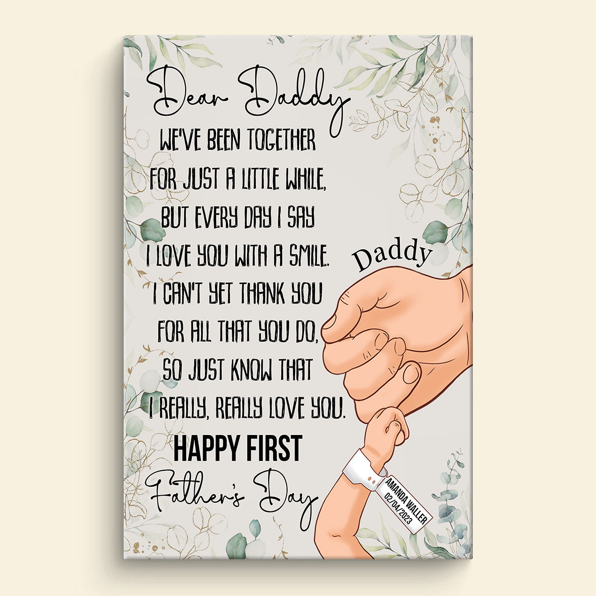 Dear Daddy, I Really Love You - Personalized Canvas - Gift For Father, Daddy, First Father's Day 1_8cdeb812-f3ca-4101-a9a6-6447282c1427.jpg?v=1682399078