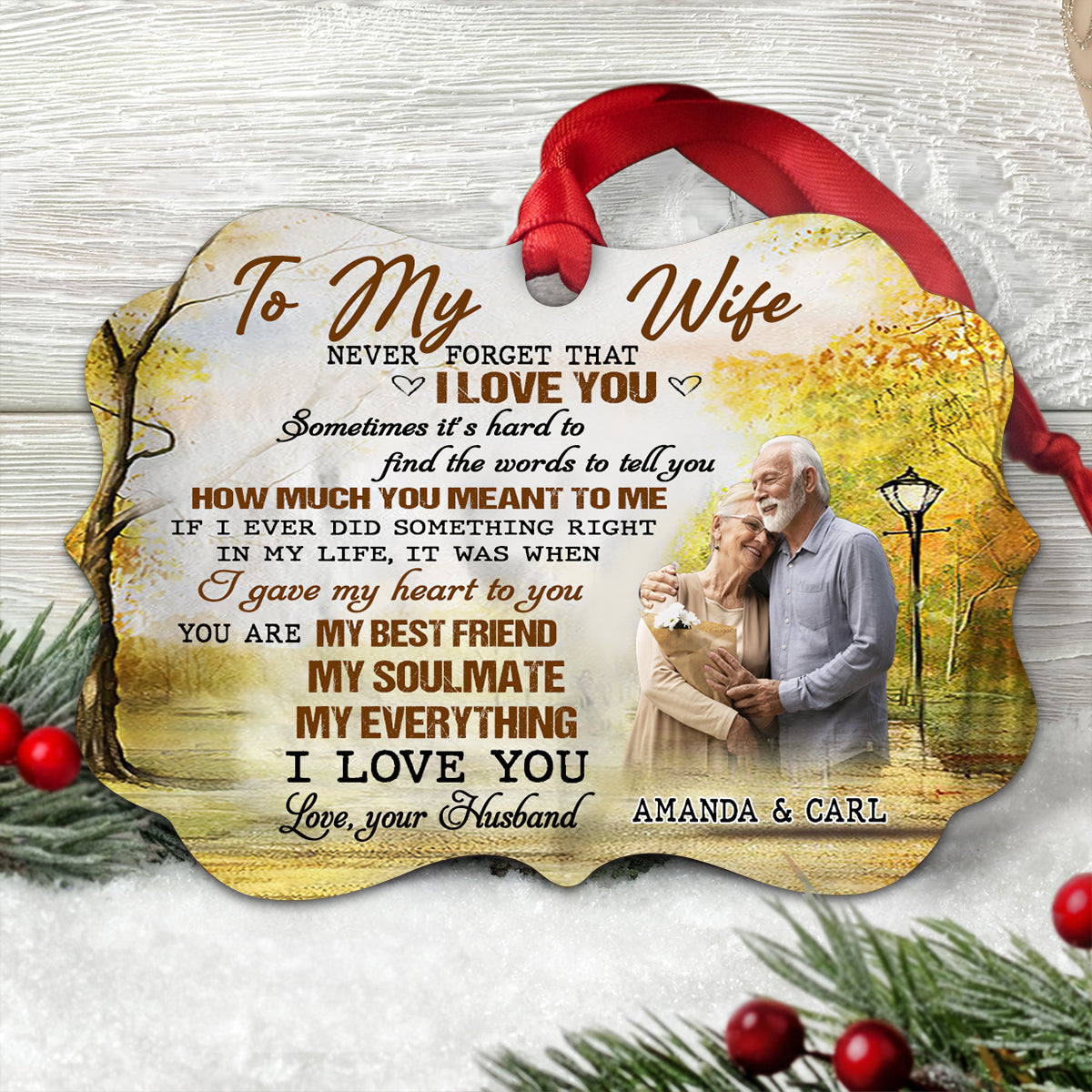 To My Wife Never Forget That I Love You - Personalized Photo Custom Shape Ornament - Gift Fom Husband, Gift For Wife 1_973c7eb5-9b95-4e08-9ac3-3035186795e6.jpg?v=1694235163