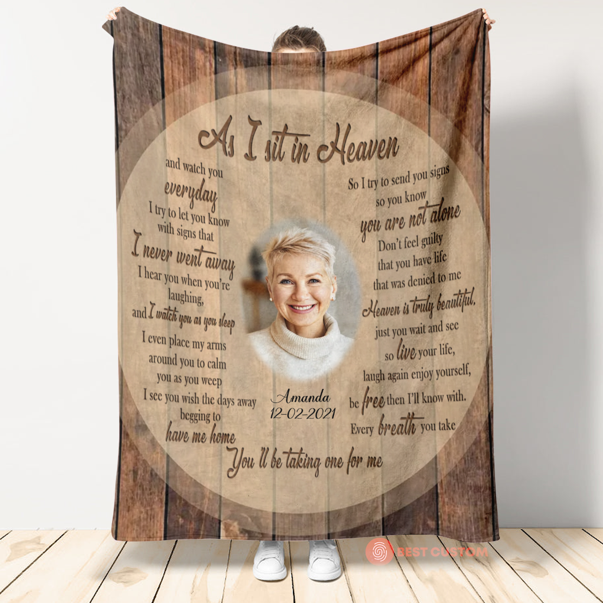 Wooden Art Heaven Letter Custom Photo Canvas Memorial