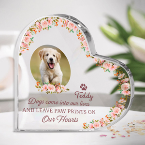 Memorial Personalized Acrylic Plaque For Dog - Leave Paw Prints On Our Hearts - Memorial Ideas For Loss Of Dog