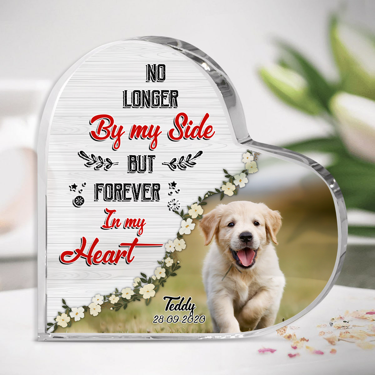 Memorial Acrylic Plaque Dog Gift - No Longer By My Side - In Memory Of My Dog Gifts