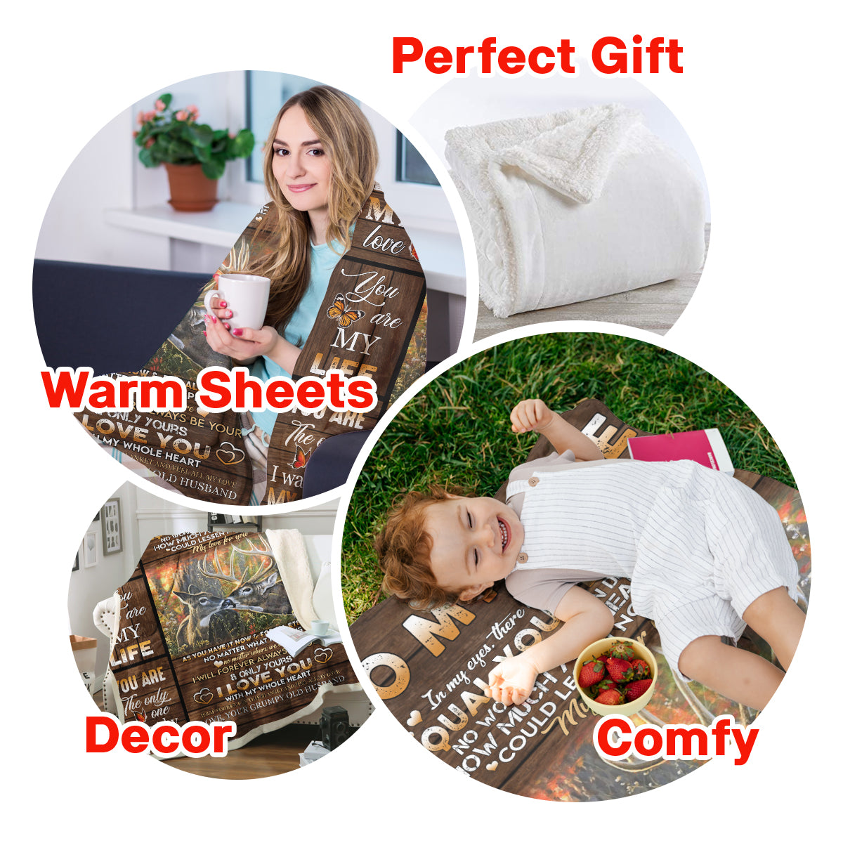 Gift For Wife Blanket, Deer Couple To my Wife You Are My Life - Love From Grumpy Old Husband