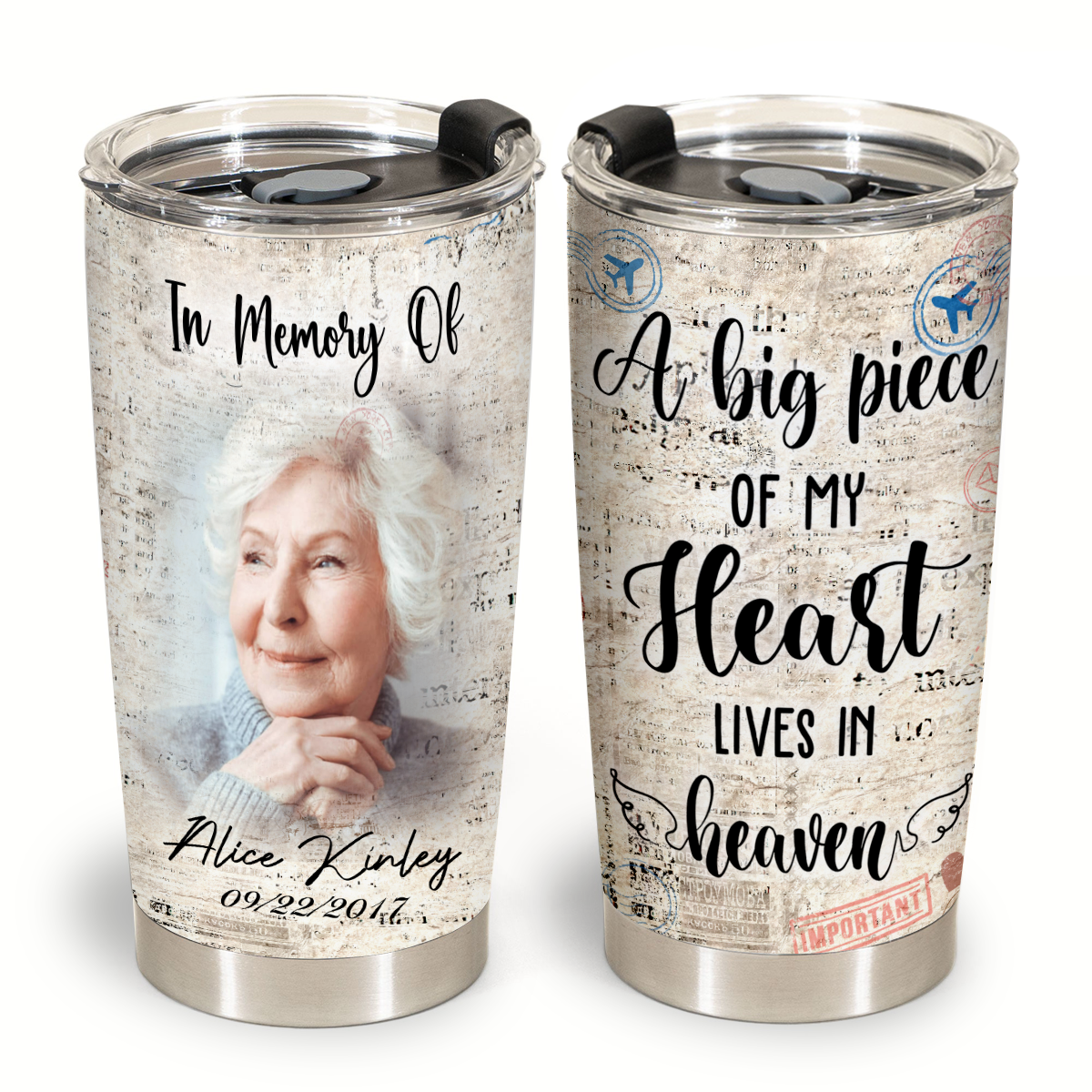 Unique Memorial Gift - A Big Piece Of My Heart - Stainless Steel Tumbler Personalized