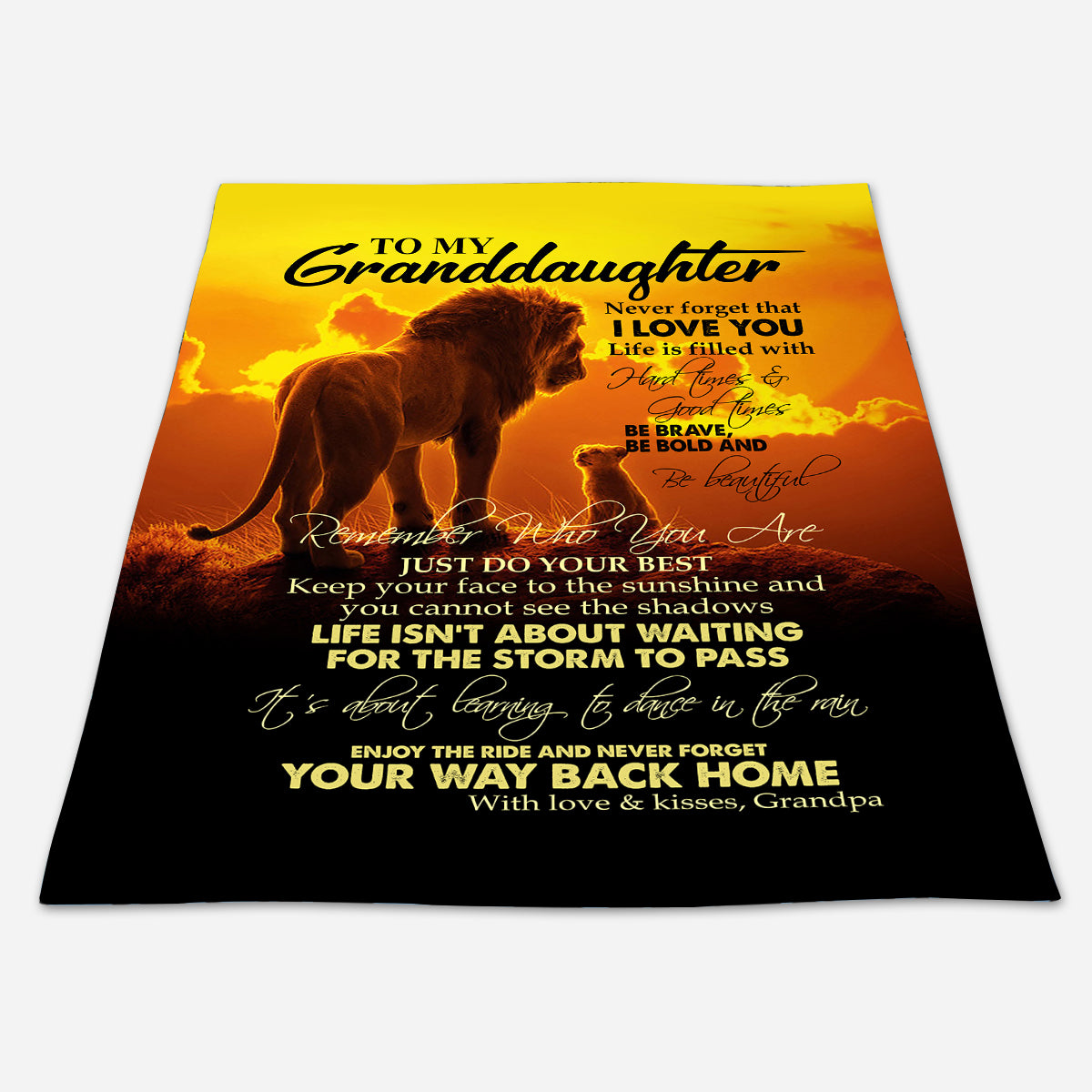 Lion To My Granddaughter Never Forget That I Love You Remember Who You Are Gift From Grandpa Fleece Blanket - Quilt Blanket