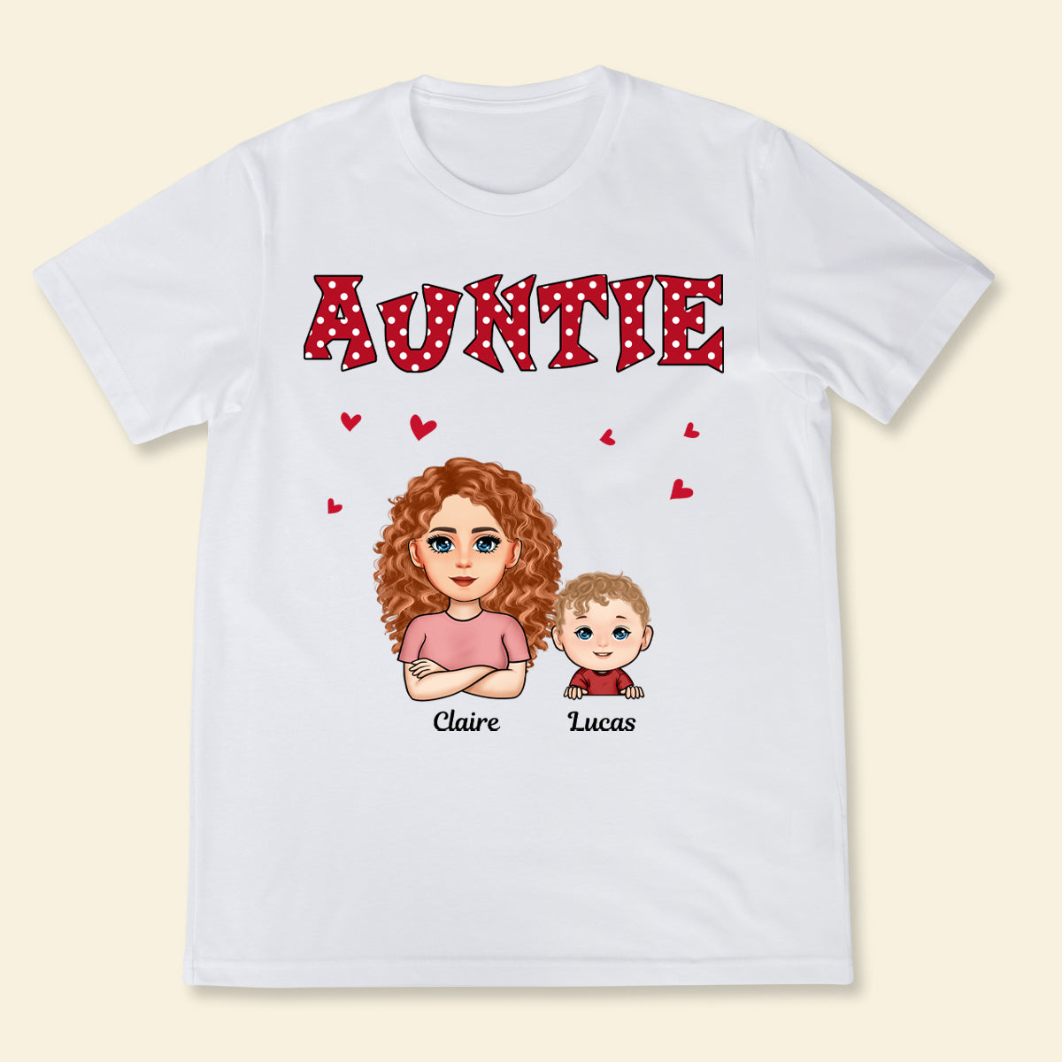 Polka Dot Pattern Auntie And Kids - Personalized Apprael - Gift For Aunt, Mother's Day, Gift For Mother