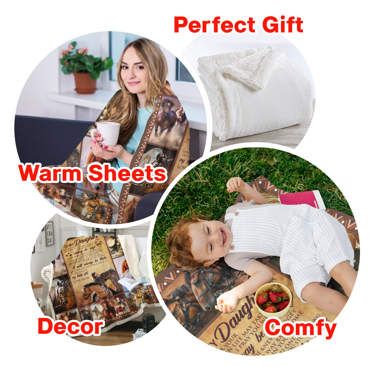 Gift For Daughter Blanket, To My Daughter Horse Love Mom