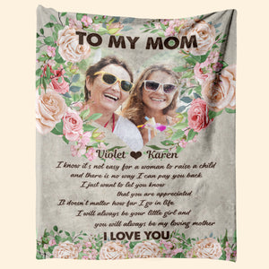 Vintage Floral To My Mom - Personalized Blanket - Loving, Birthday, Mother's Day Gift For Mom, Mother