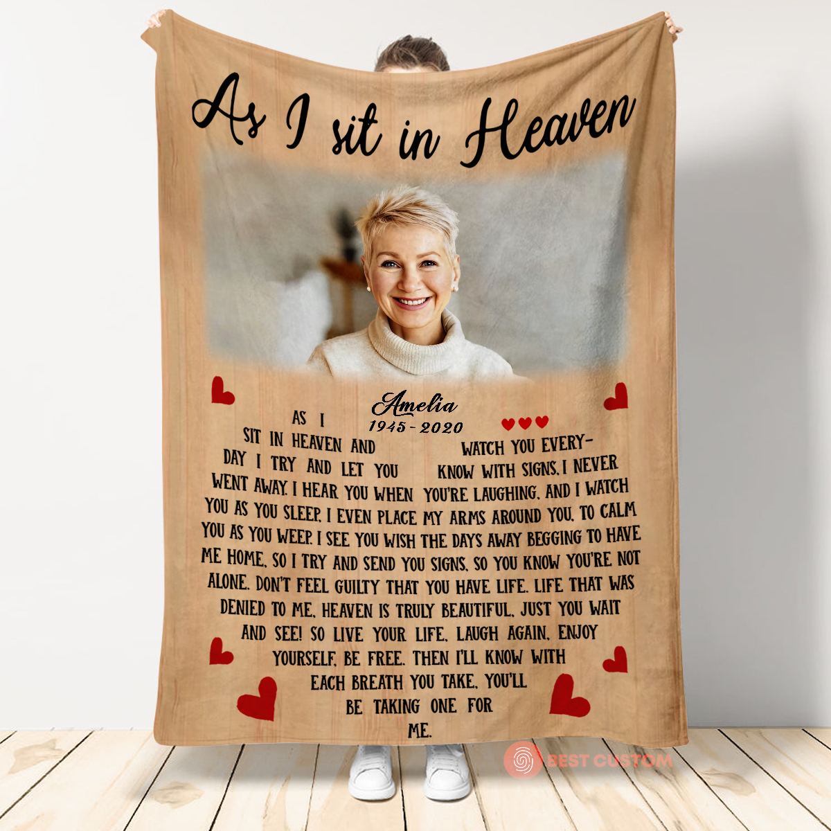 As I Sit In Heaven Vintage Photo Canvas Memorial Gift