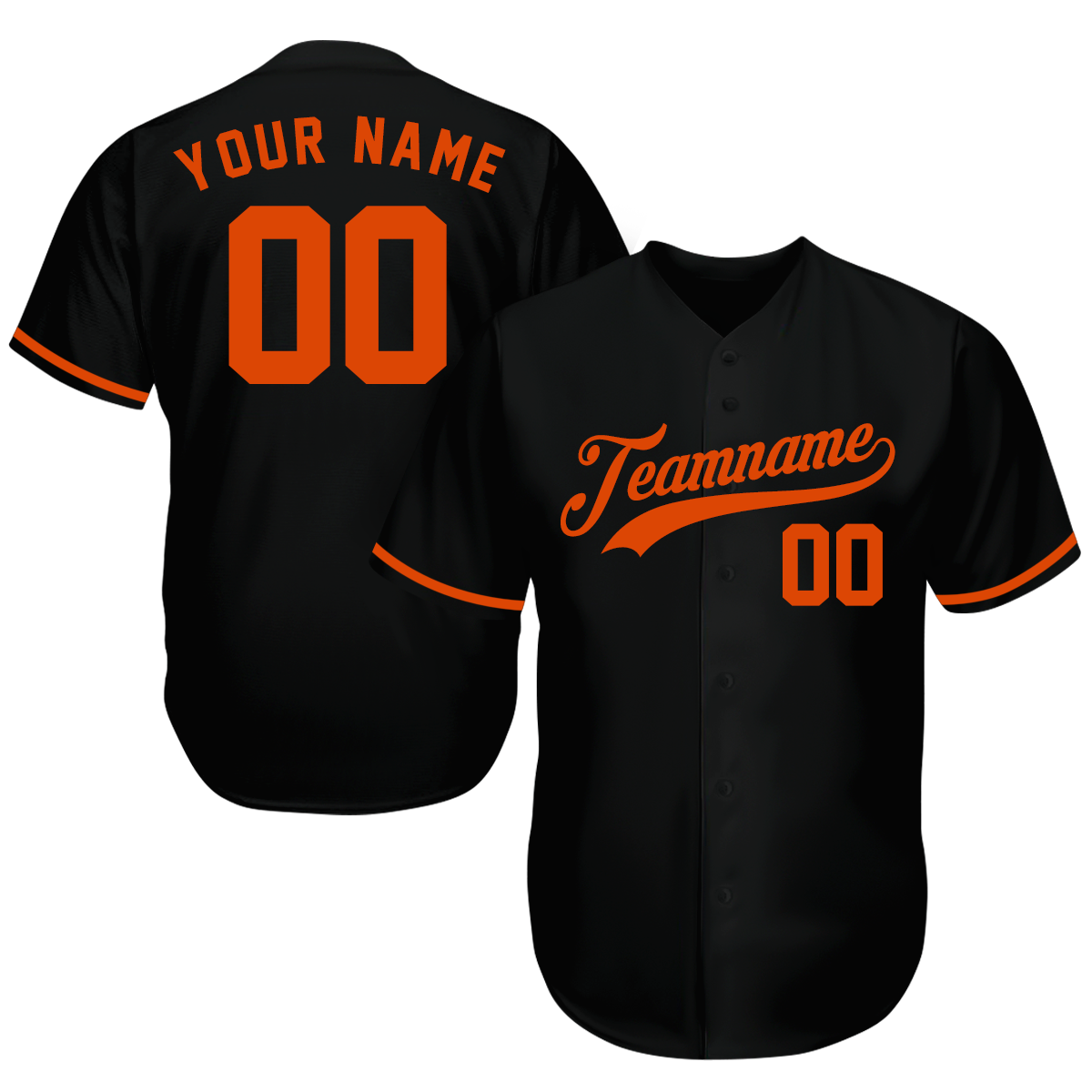 Customize Baseball Jersey - Gifts For Baseball Fan - Black Orange - Fathers Day Gifts For Baseball Dads