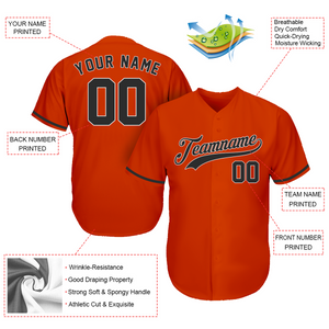 Customize Jersey Baseball - Best Gift For Baseball Fan - Orange Black - Baseball Gifts For Father's Day