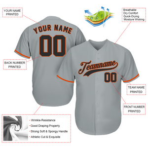 Baseball Custom Jersey - Birthday Gifts For Baseball Fans - Gray Black - Father's Day Gifts For Baseball Dads
