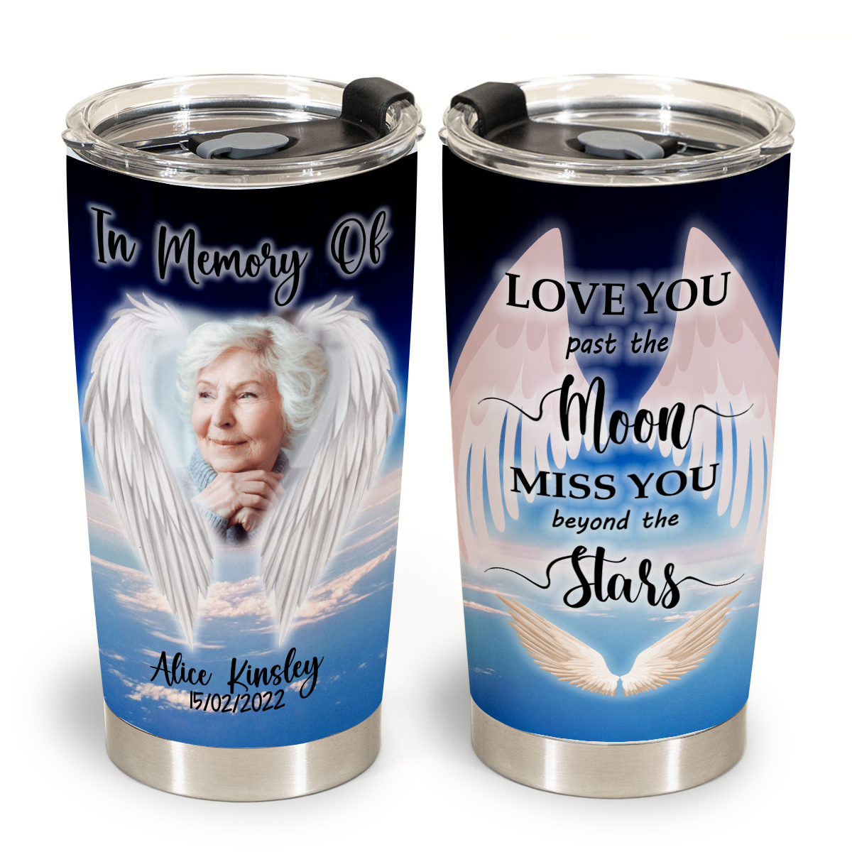 Best Memorial Gifts - Love You Pass The Moon - Personalized Water Tumbler