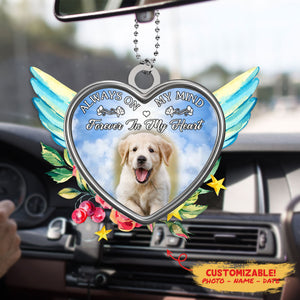 Dog Photo Memorial Ornament - Always On My Mind Forever In My Heart - Custom Dog Memorial Gifts