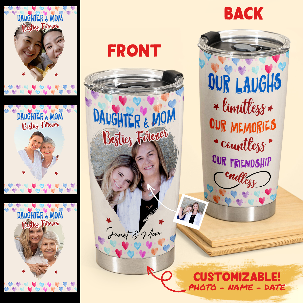 Personal Mother's Day Gifts - Daughter And Mom Besties Forever - Coffee Tumbler Personalized