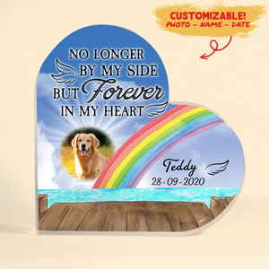 Sympathy Acrylic Plaque Personalized For Dog - No Longer By My Side - Dog Memorial Gift For Him