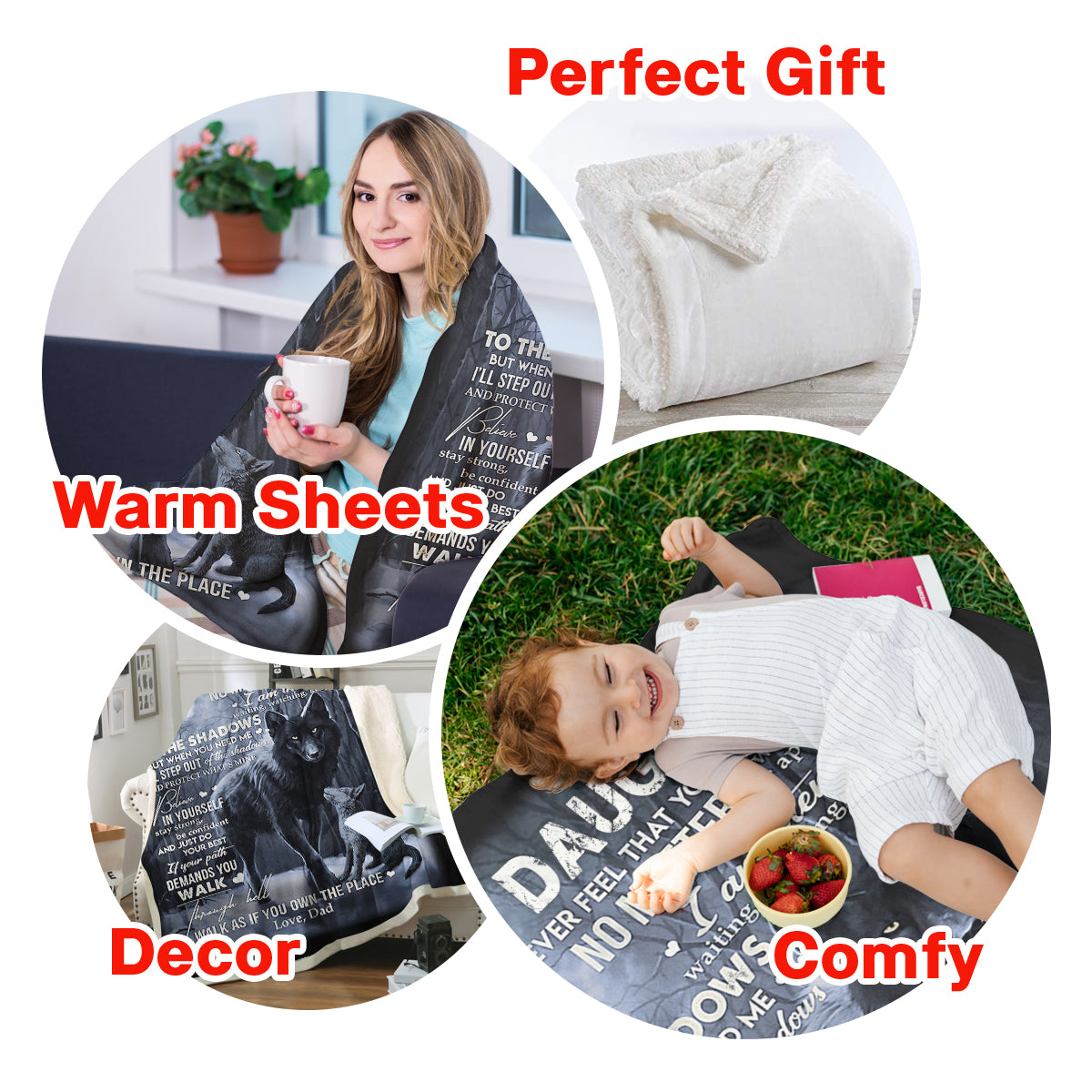 Gift For Daughter Blanket, Wolf To My Daughter Never Feel That You Are Alone - Love From Dad