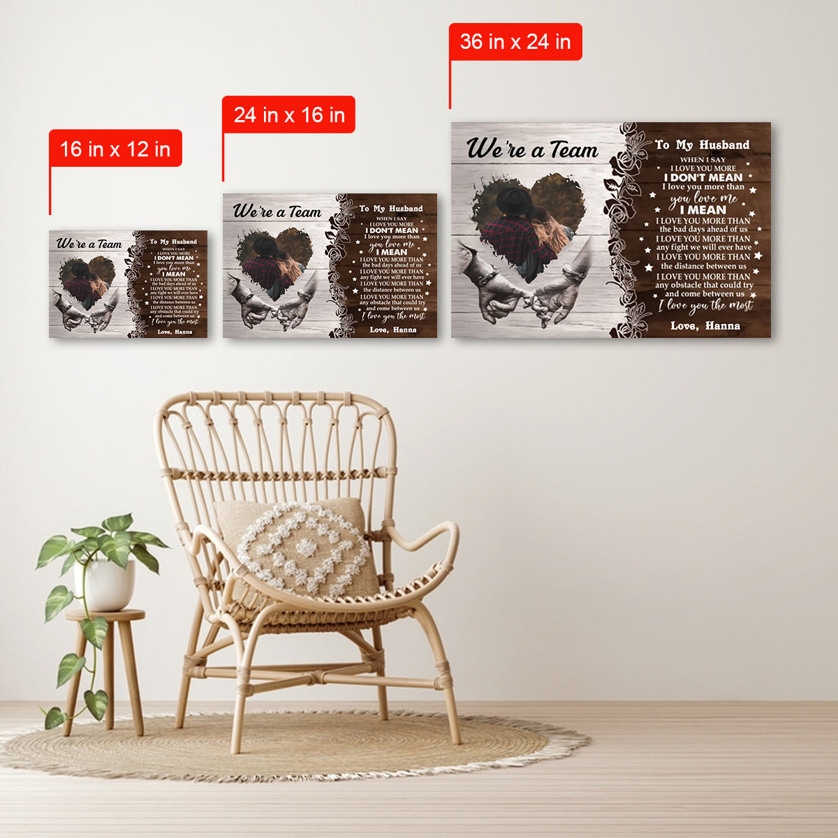 We're A Team Custom Photo Canvas Gift For Couple