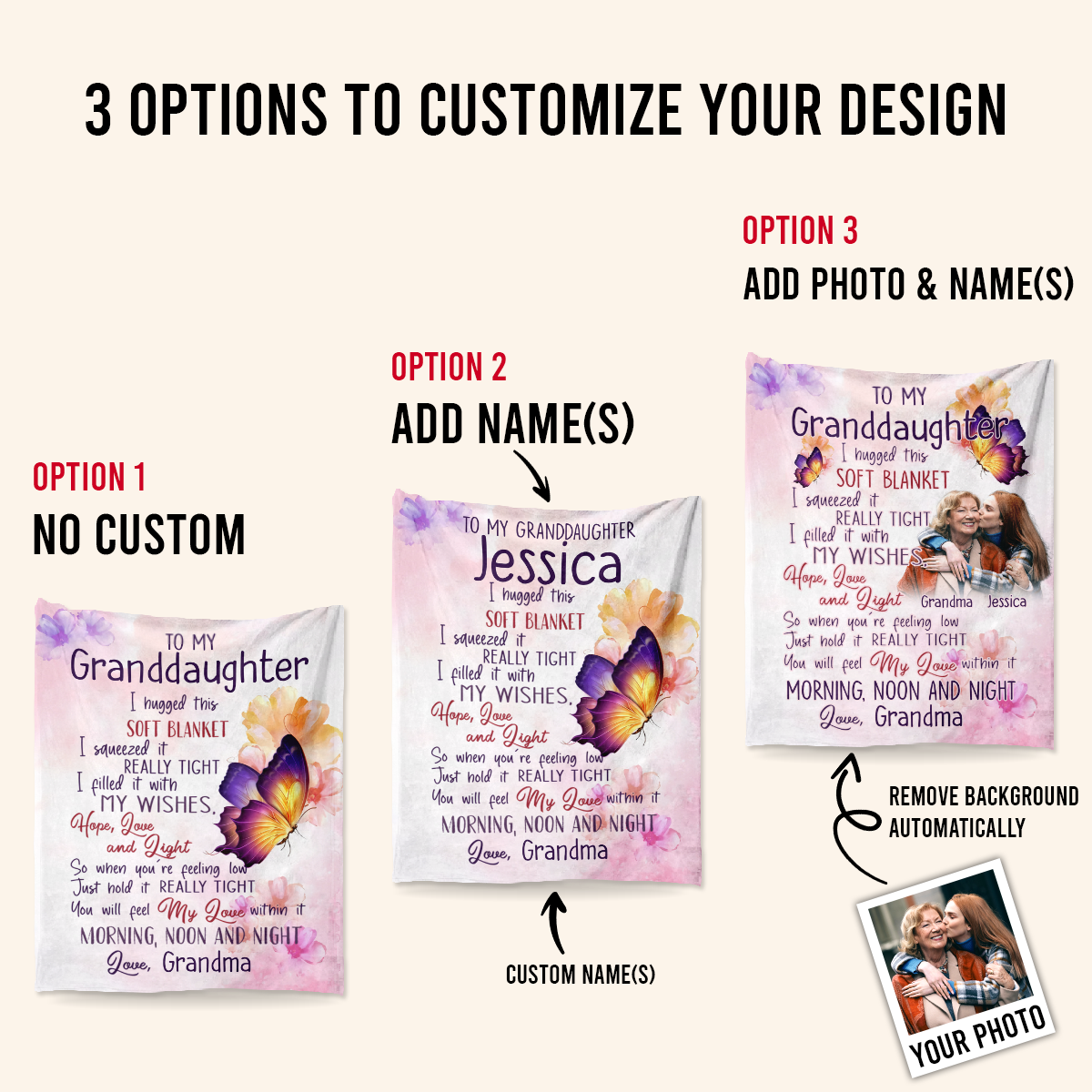 Butterfly I Hugged This Soft Blanket - Personalized Blanket - Gift For Granddaughter