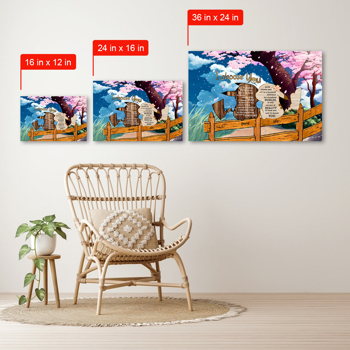 I Choose You Cute Personalized Canvas Gift For Couple