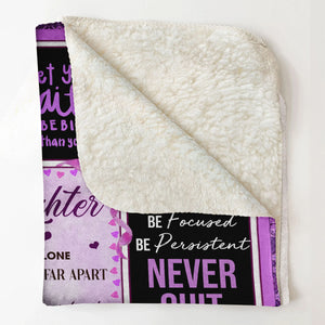 Gift For Daughter Blanket, Mom To My Daughter Never Feel That You Are Alone, Black Woman, Purple Version