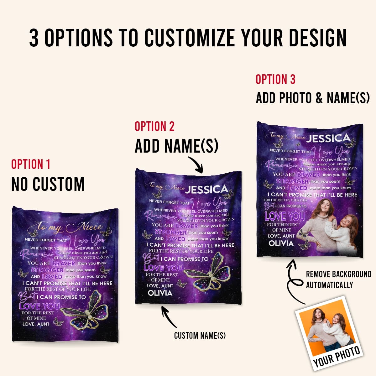 Gift For Niece Blanket, To My Niece Never Forget That I Love You Butterflies Blanket Live Preview