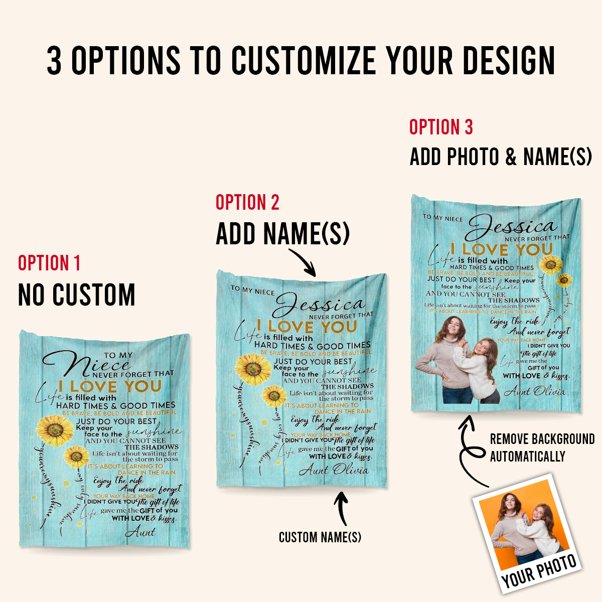 Gift For Niece Blanket, Aunt Gift For Niece Sunflowers Keep Your Face To The Sunshine Printed Blanket