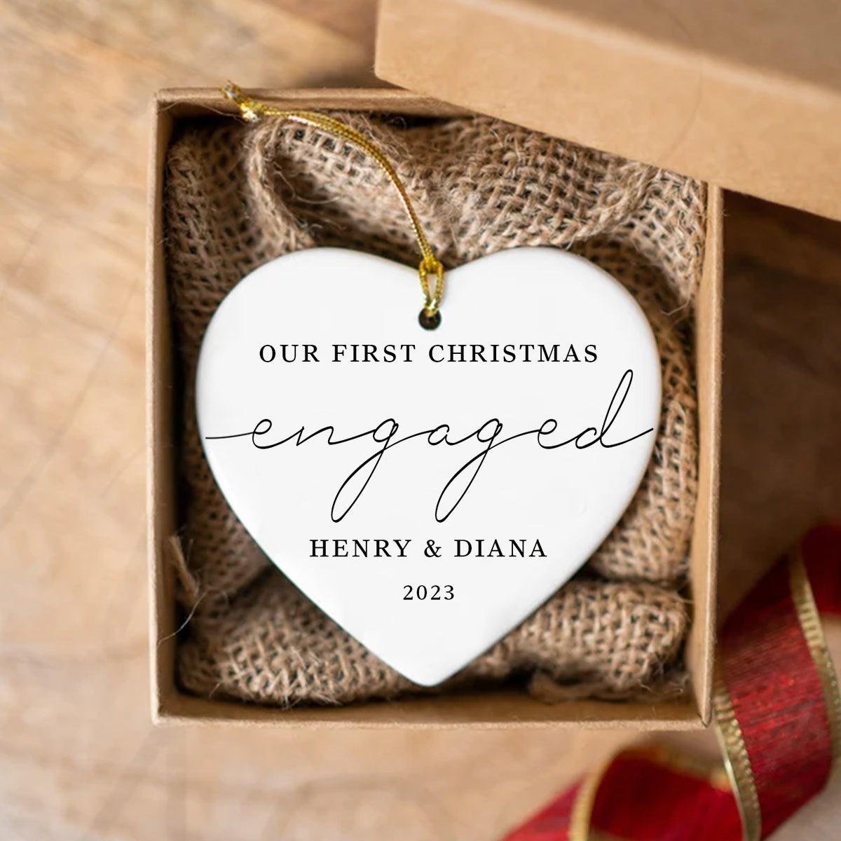 Our First Christmas Engaged - Personalized Ornament - Christmas Gift 2_3799f553-c874-4ae1-85eb-b63a235a0599.jpg?v=1698636780