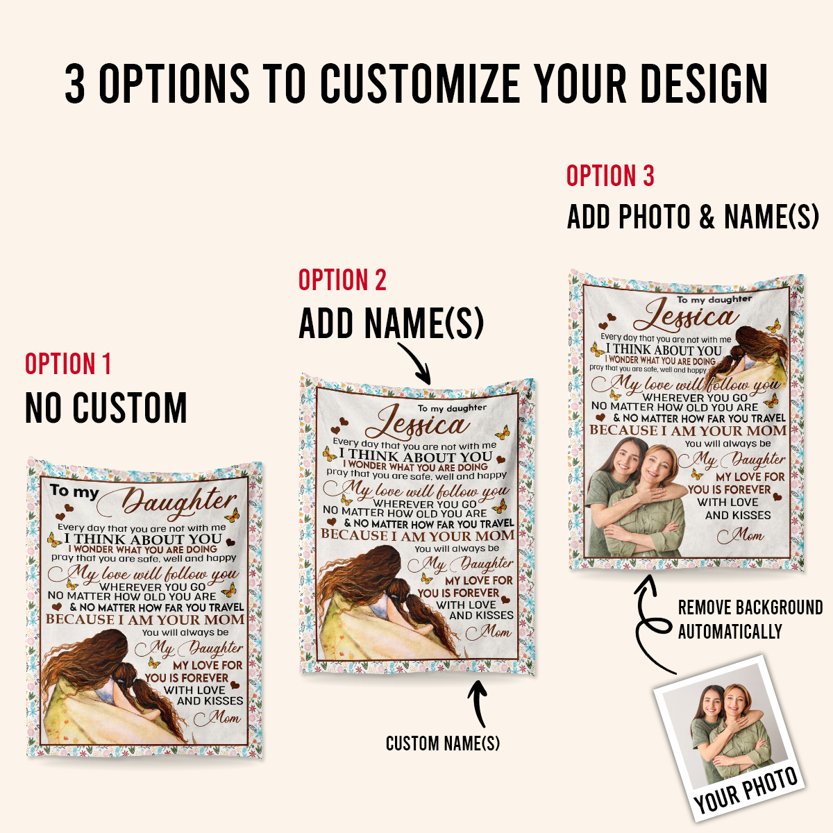 To My Daughter My Love Will Follow You Fleece Blanket - Quilt Blanket Gift For Daughter Gift From Mom To Daughter Home Decor Bedding Couch Sofa Soft and Comfy Cozy