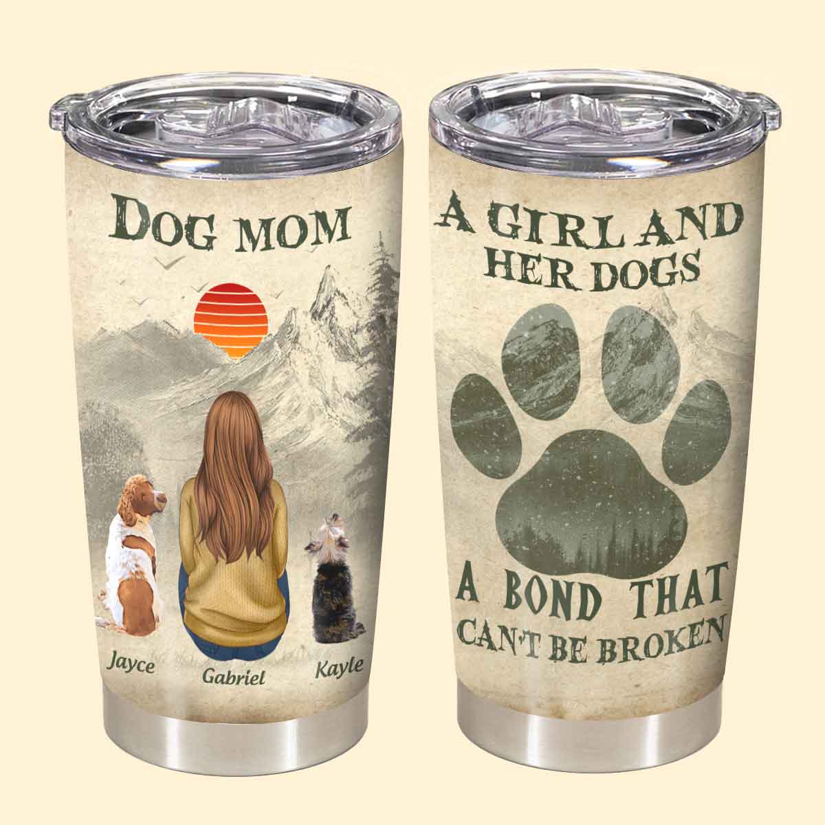 Dog Mom And Her Baby - Personalized Tumbler - Birthday Mother's Day Gifts For Dog Mom, Cat Mom Tumbler - Dog Mom