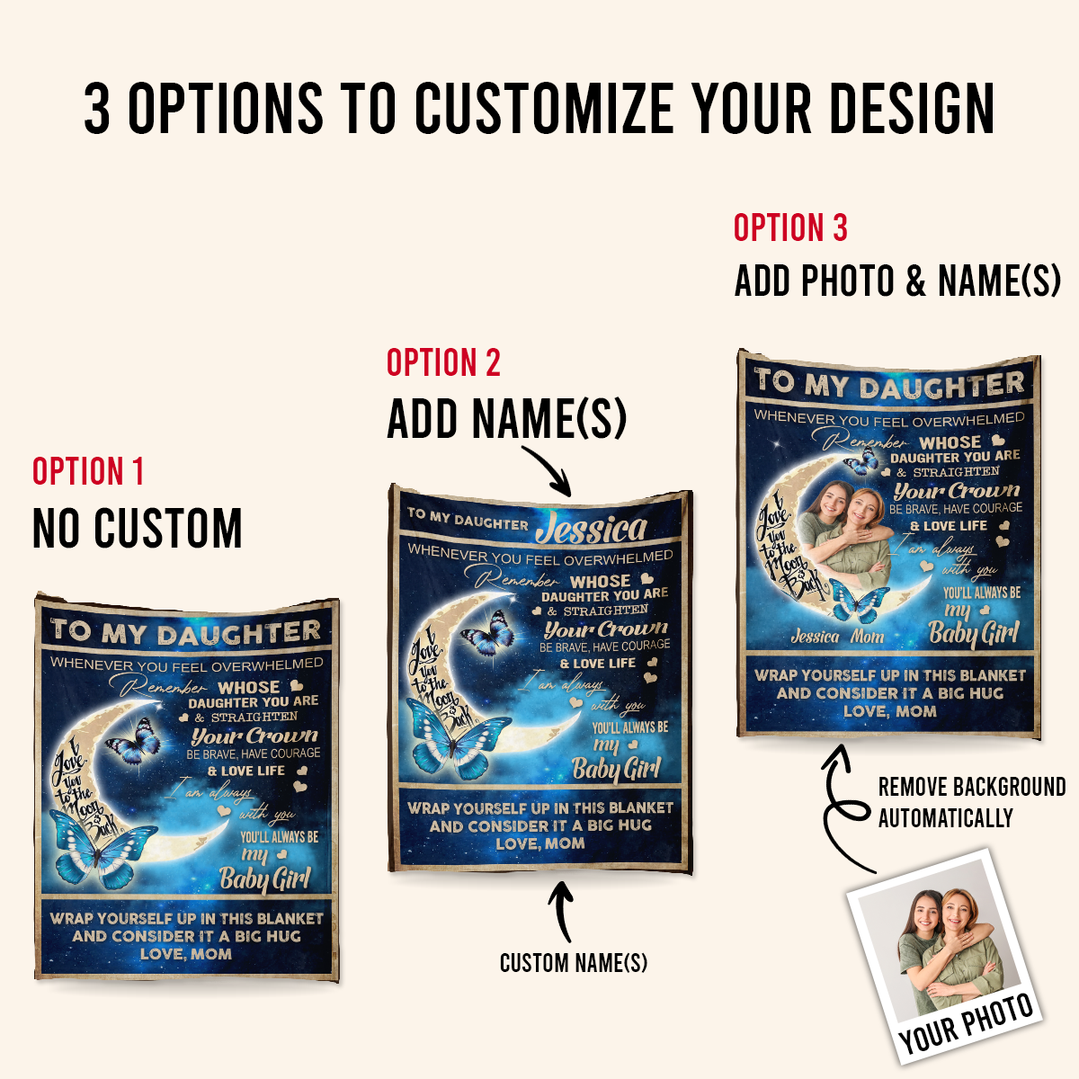 Gift For Daughter Blanket, To My Daughter I Love You To The Moon And Back Butterfly