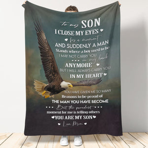 Eagle To My Son You Have Given Me So Many Reasons To Be Proud Of The Man You Have Become Love Mom Fleece Blanket - Quilt Blanket