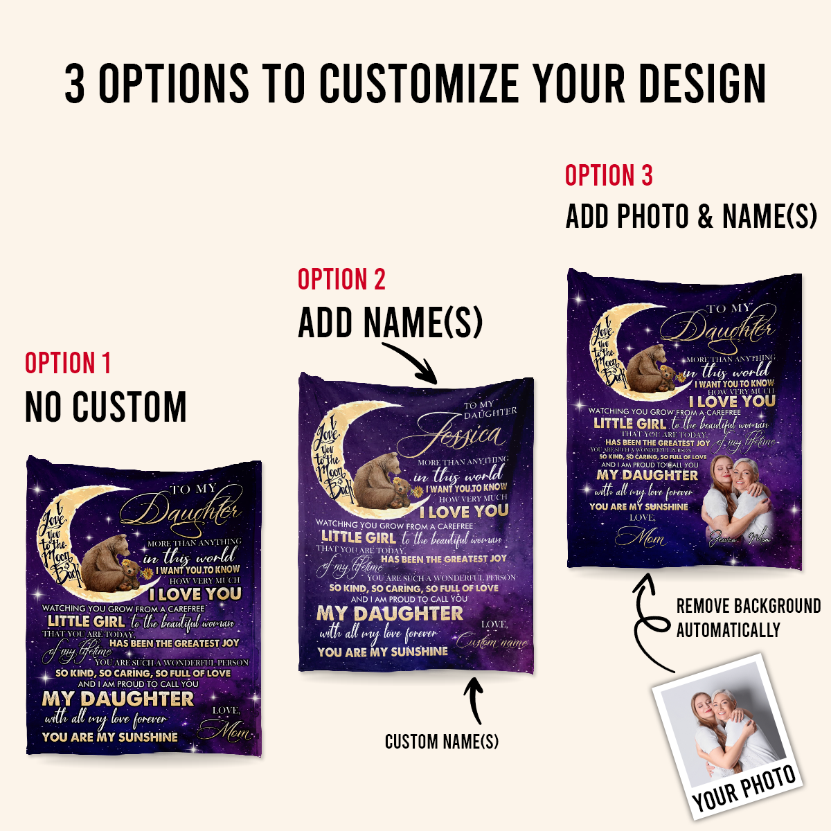 Personalized Throws With Pictures - To My Daughter You Are My Sunshine - Mom To Daughter, Personalized Gift For Daughter