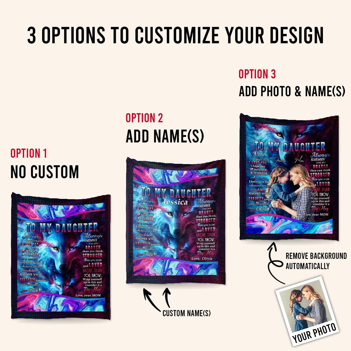 Personalized Throw Blankets With Picture - To My Daughter Remember Whose Daughter You Are - Mom To Daughter, Personalized Gift For Daughter