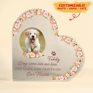 Memorial Personalized Acrylic Plaque For Dog - Leave Paw Prints On Our Hearts - Memorial Ideas For Loss Of Dog