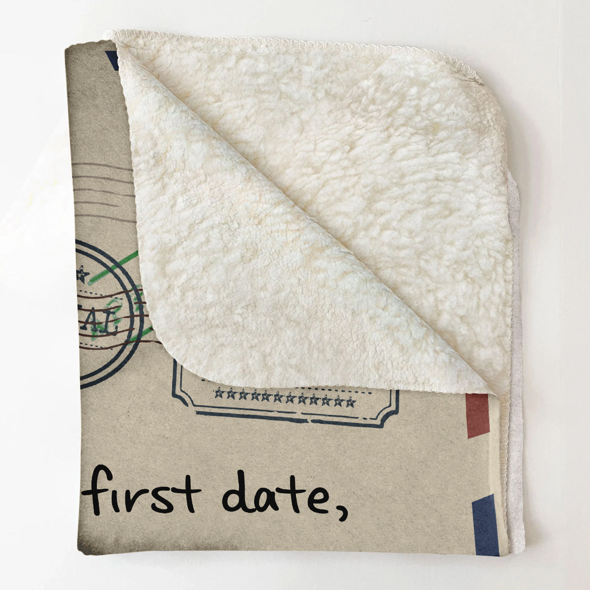 Gift For Wife Blanket, By Air Mail To My Wife I May Not Be Your First Date Your First Kiss But I Want To Be Your Last Everything Fleece Blanket
