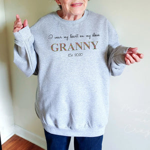 I Wear My Heart On My Sleeve - Personalized Apparel - Gift For Grandma 2_710dfa39-6cda-4c8f-a679-a54930b966de.jpg?v=1698225506