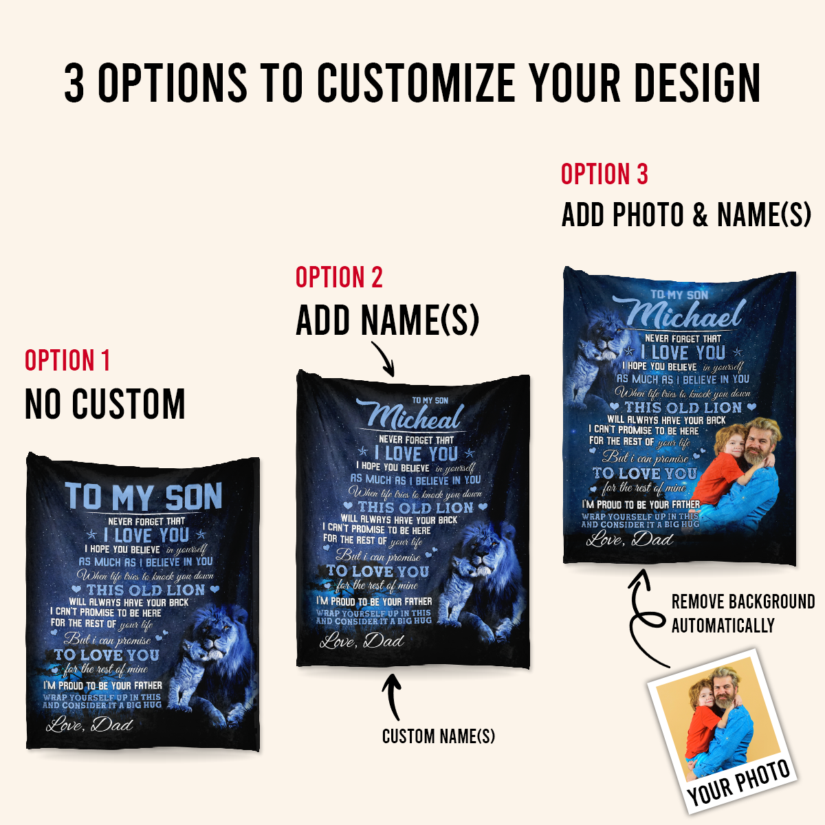 Gift For Son Blanket, to My Son I'm Proud to Be Your Father from Lion Dad Blanket Gift for Son