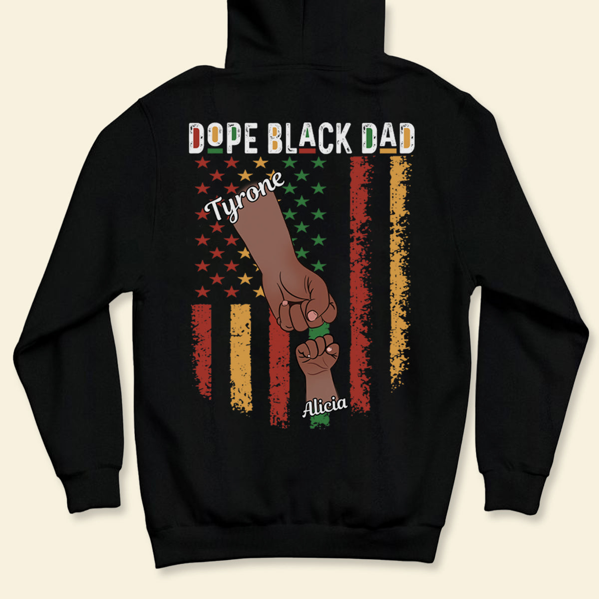 Dope Black Dad Fist Bump - Personalized Back Design Apparel - Gift For Father, Dad, Father's Day, Birthday Gift 2_79760098-d06f-4ee4-b013-920445c90ec9.jpg?v=1686042534