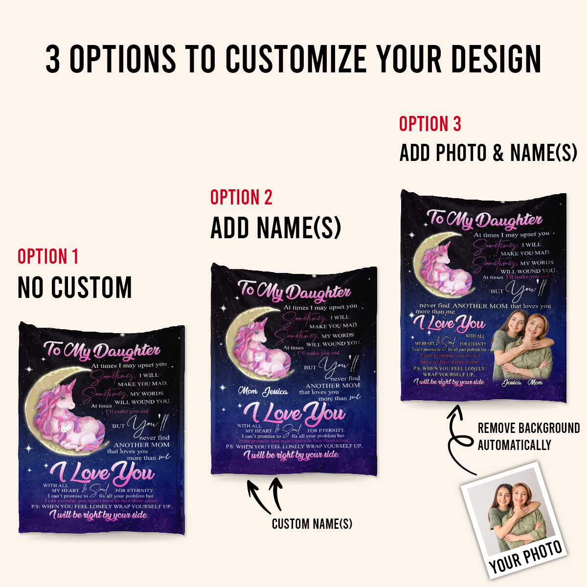 Gift For Daughter Blanket, Moon Unicorn To My Daughter I Love You With All My Heart & Sound For Eternity I Will Be Right By Your Side Fleece Blanket