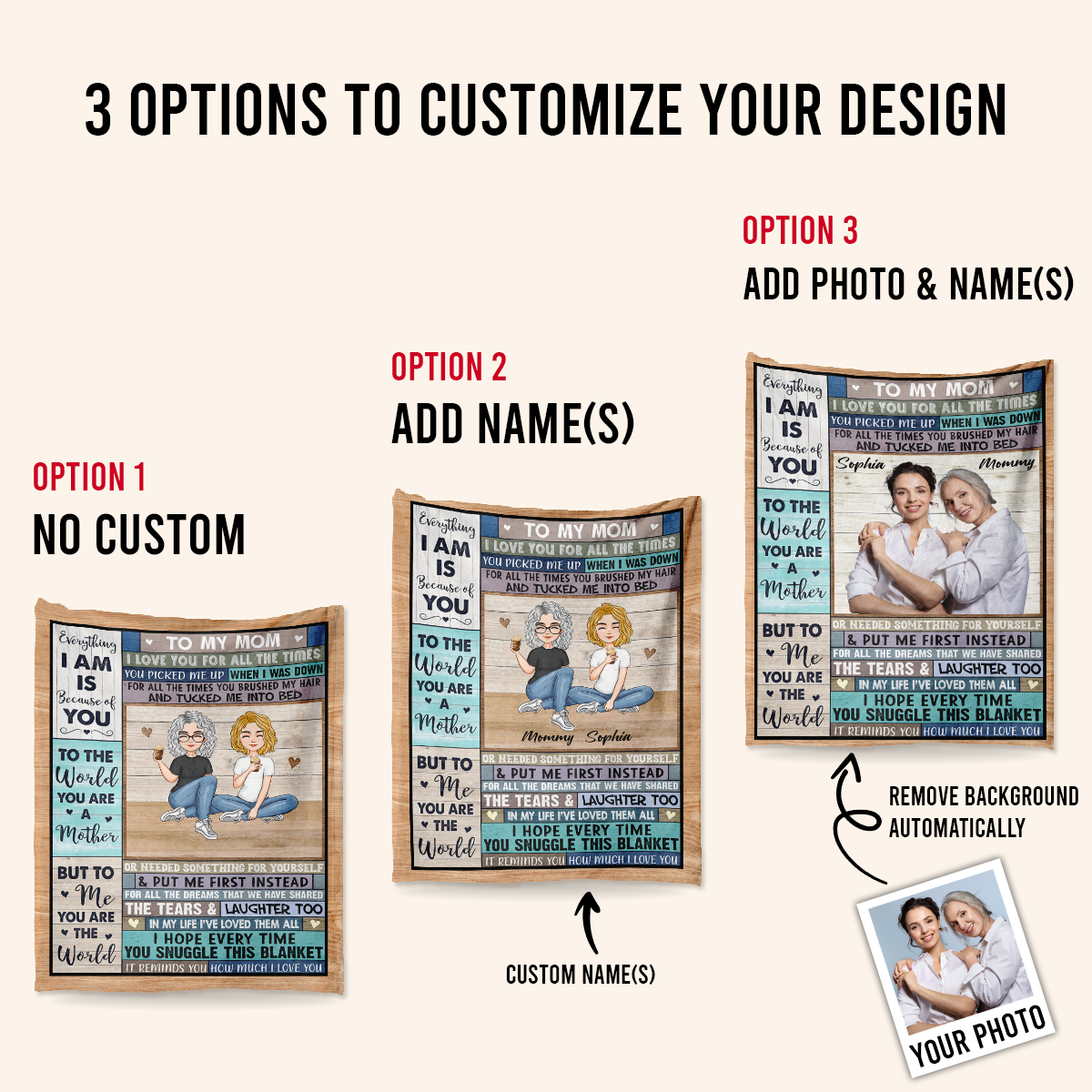 Personalization Gifts For Mom - I Love You For All The Time - Personalized Picture Blanket - Personalized Mother's Day Gift