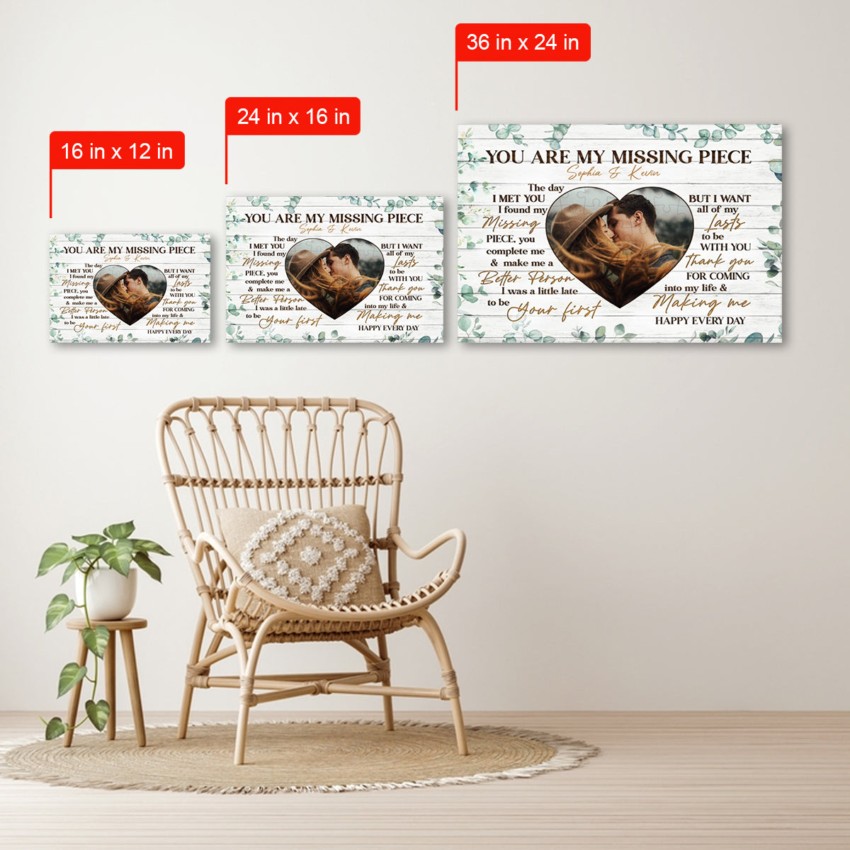 You Are My Missing Piece Couple Custom Photo Personalized Poster-Canvas Gift For Couple