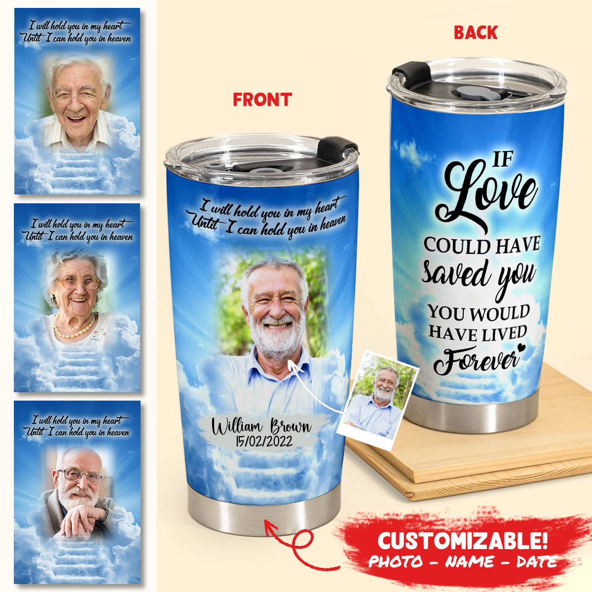 Memorial Photo Gifts - I Will Hold You In My Heart - Personalized Coffee Tumbler Photo